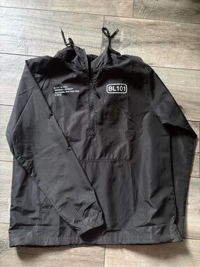 BL101 Black Hooded Windbreaker Pullover for Men
